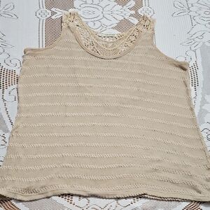 Maurices Tan Lace And Crochet Detail Tank Top
